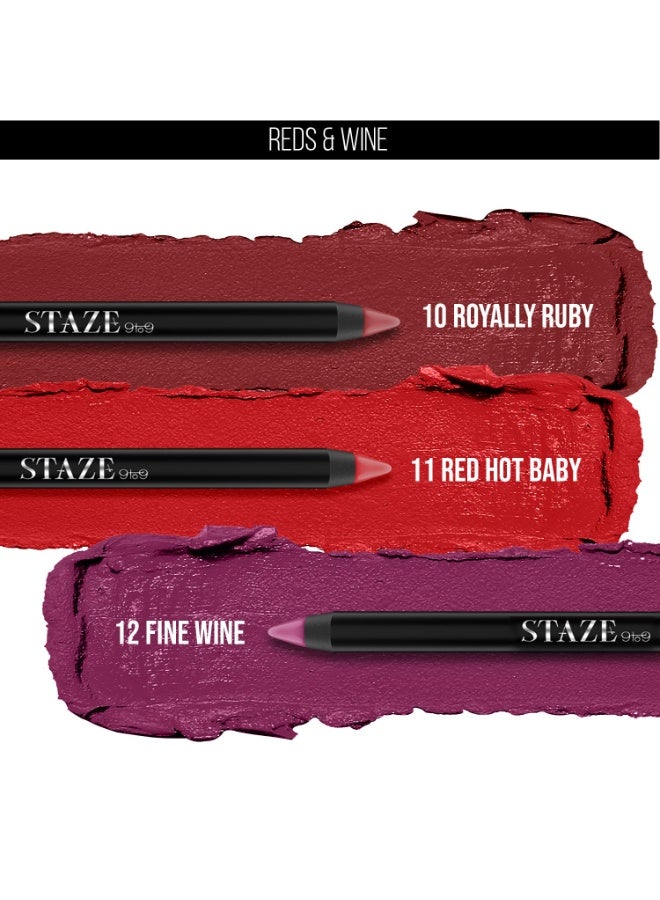 Staze 9to9 Pout On Matte + Smudgeproof Lip Crayon | Non-Drying, Transferproof & Sharpenable| Pigmented Matte Finish | 12-Hour Stay | Lightweight | 12 Fine Wine | 3.5 g - Image 3